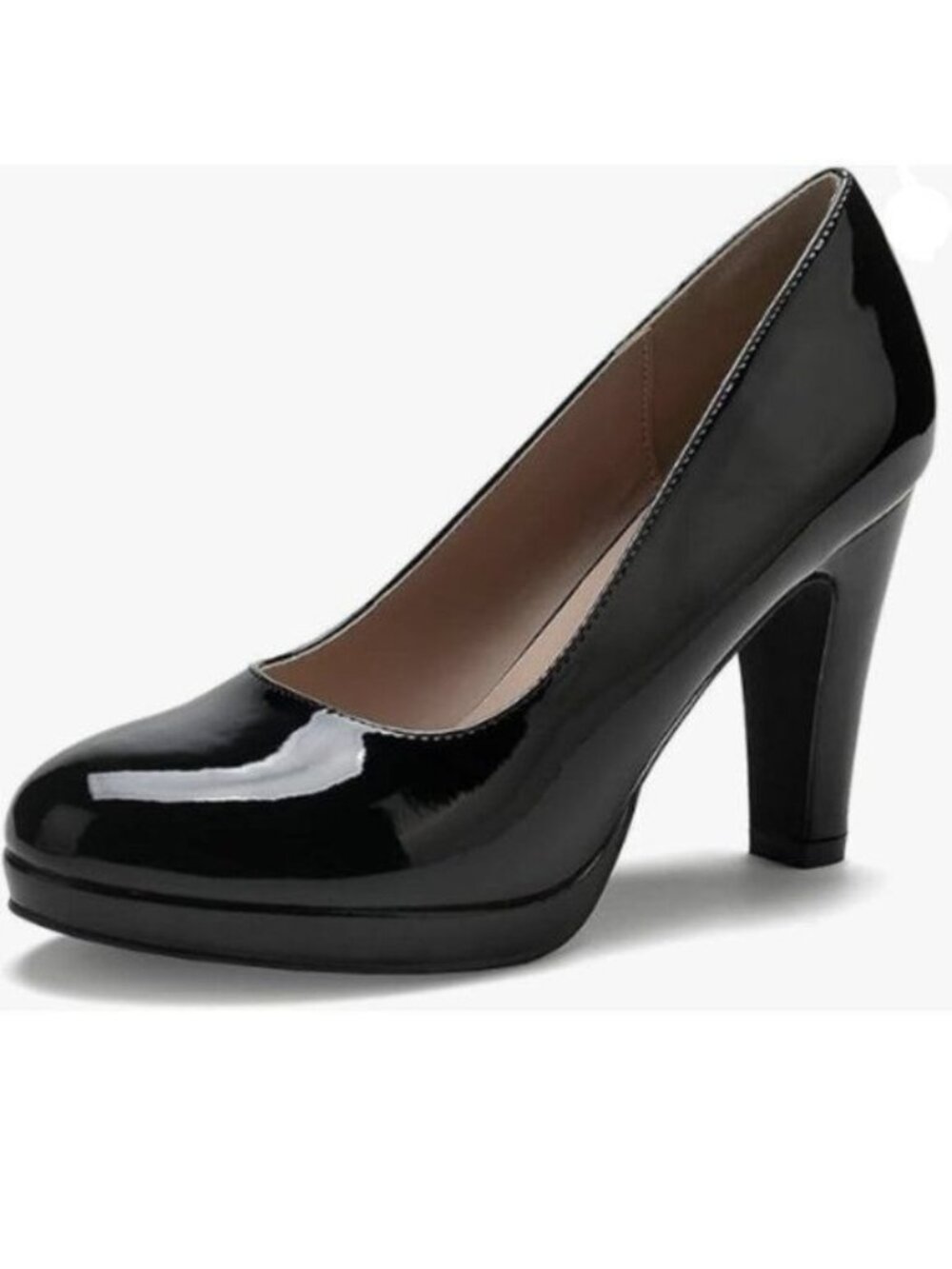 miss left Women's Low Platform High Chunky Heels Slip On Closed Round Toe Black